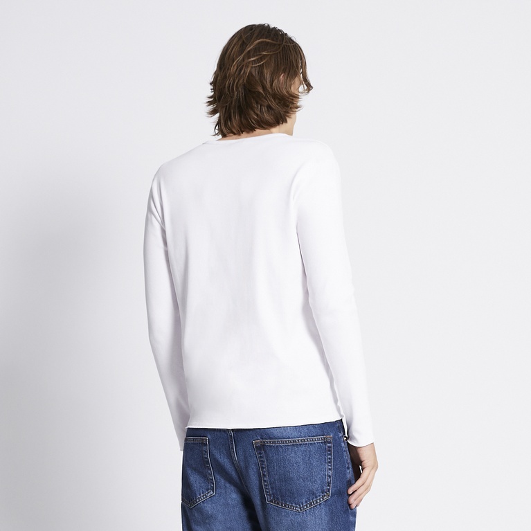 Rib knit long sleeve tee "Zane" White